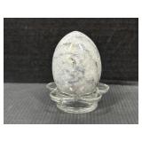 Polished Stone Egg Decor w/ Glass Stand