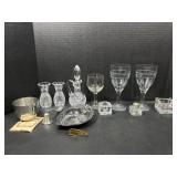 Clear glass vases, cups, and more