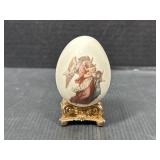 Angel Motif Stone Egg w/ Ornate Gold Stand