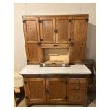 Sellers Oak Hoosier Cabinet w/ Enamel Top