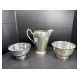Silver on Copper pitcher and other Pieces