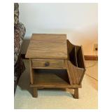 Ranch Oak Side Table With Built In Magazine Rack