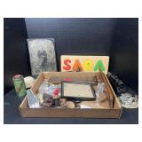 Bell, metal picture, and more