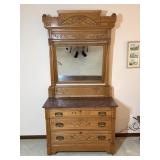 Marble Top Late Victorian Eastlake Style Dresser