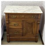 Antique Marble Top Victorian Side Cabinet