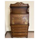 Antique Secretary Desk w/ Carved Front