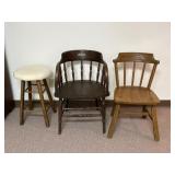 2 Wooden Chairs and Stool