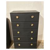 Black 5 Drawer Chest w/ Brass Knobs