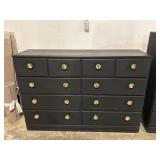 Black 9 Drawer Dresser w/ Brass Knobs
