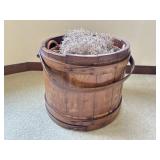Primitive Wooden Firkin Bucket w/ Handle