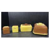 Vintage Yellow & Brown Kitchen Canister Set