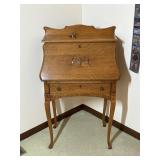 Antique Oak Drop Secretary Desk