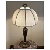 Vintage Brass Table Lamp w Fabric Shade