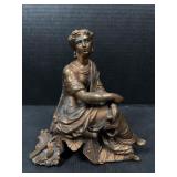 Cast Metal Seated Woman Figural Sculpture
