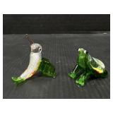 2 Art Glass Frog & Snail Figurines