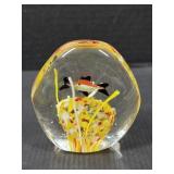 Art Glass Paperweight Tropical Fish Scene