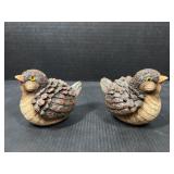 2 Bird Figurines Rustic Textured Finish