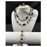 Vintage black and gold beaded costume jewelry