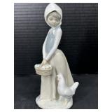 Zaphir Girl with Basket & Chicken Figurine