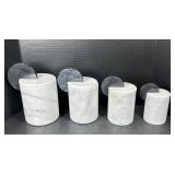 4 Marble Canisters w/ Stone Lids