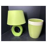 Modern Green Table Lamp and Garbage Can