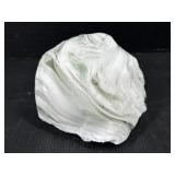 Art Glass Freeform Bowl with White & Green Swirl