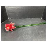 19ï¿½ Hand Blown Art Glass Red Flower Stem