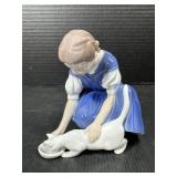 Bing & Grondahl Girl Feeding Cat Figurine