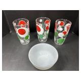 Fire king Bowl and Hazel Atlas Glasses