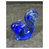 Art Glass Squirrel Figurine Cobalt Blue
