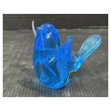 Konstglas Blue Art Glass Bird Figurine