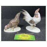 Porcelain Rooster and Chicken Figures