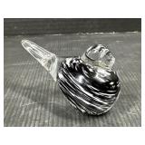 Lindshammar Sweden Art Glass Bird Black & White