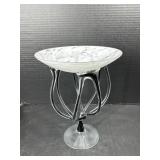 Art Glass Pedestal Bowl w/ Black Loop Stem