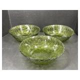 Green Glass basket weave bowl