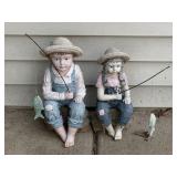 Little Girl and Little boy Fishing Figures