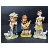 Vintage Porcelain Children & Chicken Figurines