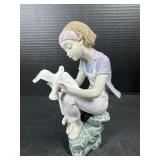 Lladro "Playing with Dove" Girl Figurine - Signed