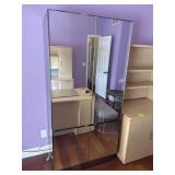 Modern Mirrored Storage Cabinet w/ Shelves