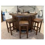 Home Bar w/ 3 Upholstered Bar Stools