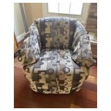 Patterned Upholstered Barrel Armchair