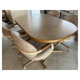 Dining Table & 4 Swivel Arm Chairs