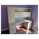 Light Wood Desk w/ upper storage