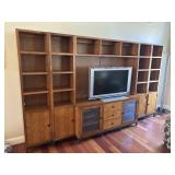 Wood Entertainment Wall Unit w/ Shelving