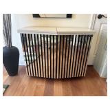 Modern Mirrored Bar Cabinet w/ Fold-Out Top