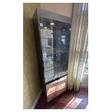 Modern Glass Curio Cabinet w/ Mirrored Base