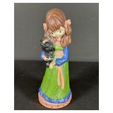 Ceramic Little girl with Dog Music Box