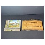 2 Carved Wooden Signs