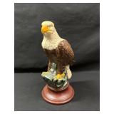 Ceramic Bald Eagle Figurine on Wood Base