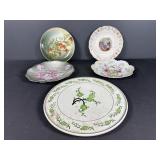 Ceramic floral plates and local advertiseing